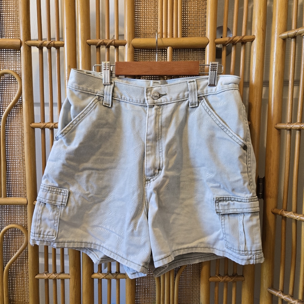 Vintage Lee Riveted Light Green Sage Carpenter Cotton Shorts